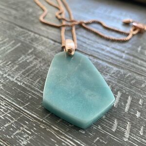 Kendra Scott Cam Adjustable Pendant Necklace Rose Gold Teal Quartzite